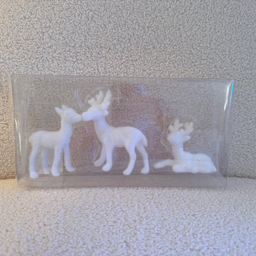 Set of 3 Mini Christmas White Deer - Wondershop